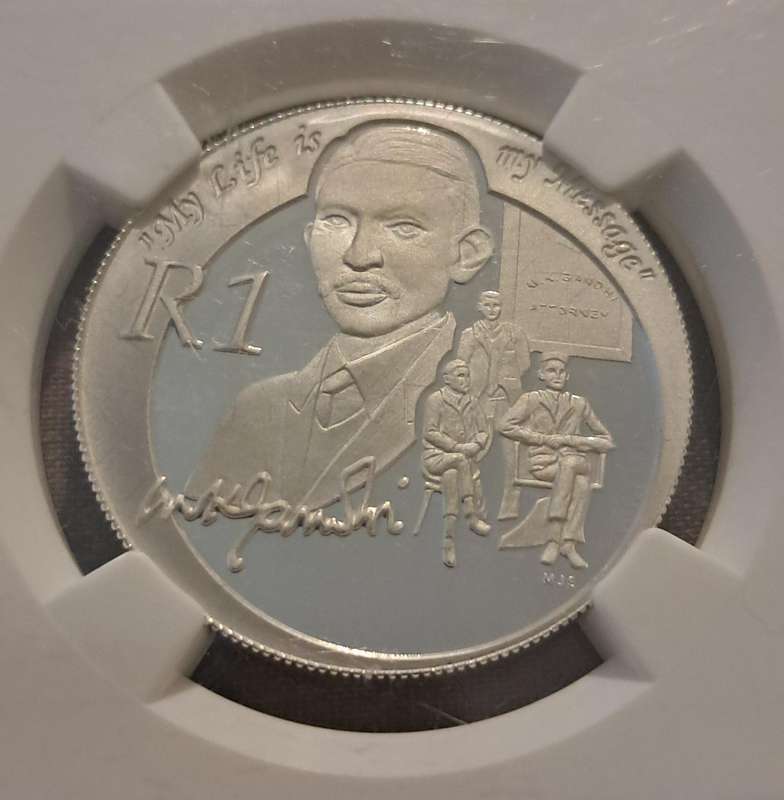 2008  PF 70 Ultra Cameo Mahatma Gandhi Silver 1 Rand