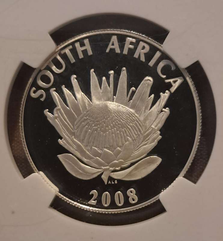 2008  PF 70 Ultra Cameo Mahatma Gandhi Silver 1 Rand