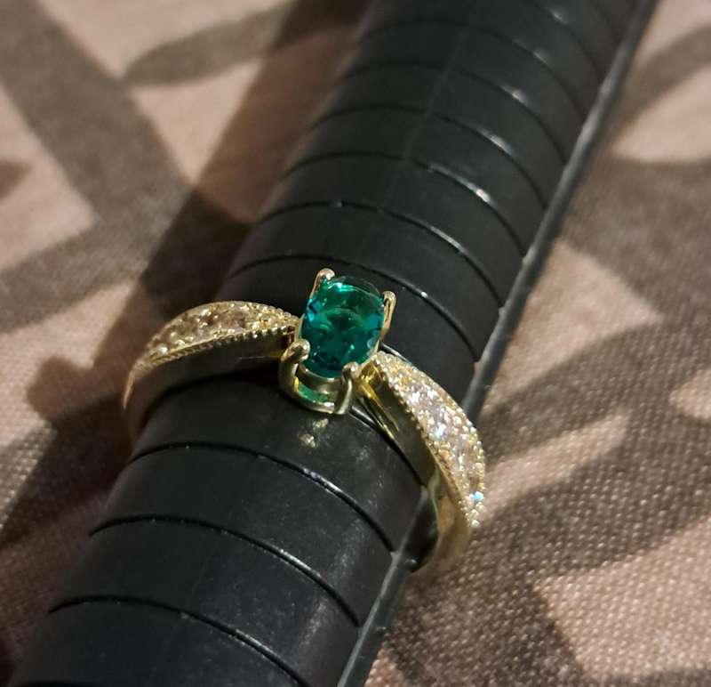 Sterling Silver 18k Gold Plated Ring Synthetic Zirconia Ring Size 7