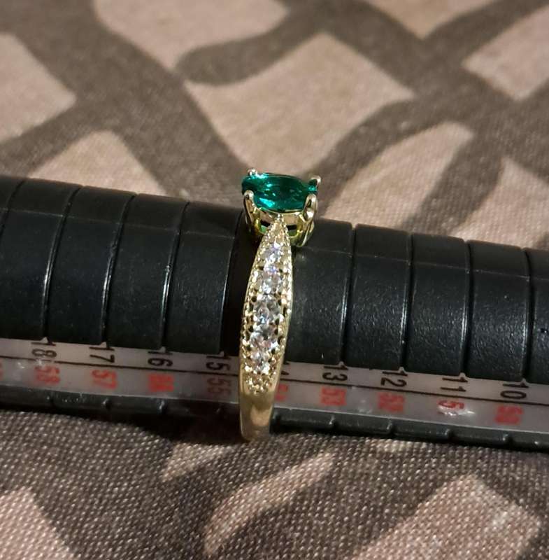 Sterling Silver 18k Gold Plated Ring Synthetic Zirconia Ring Size 7