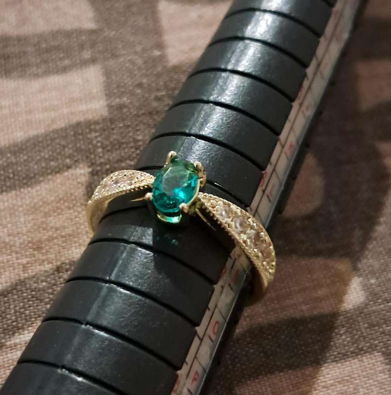Sterling Silver 18k Gold Plated Ring Synthetic Zirconia Ring Size 7