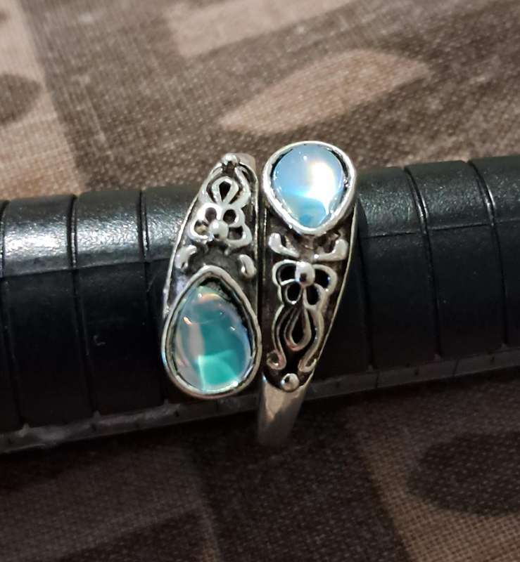 Silver Plated Adjustable Moonstone Ring