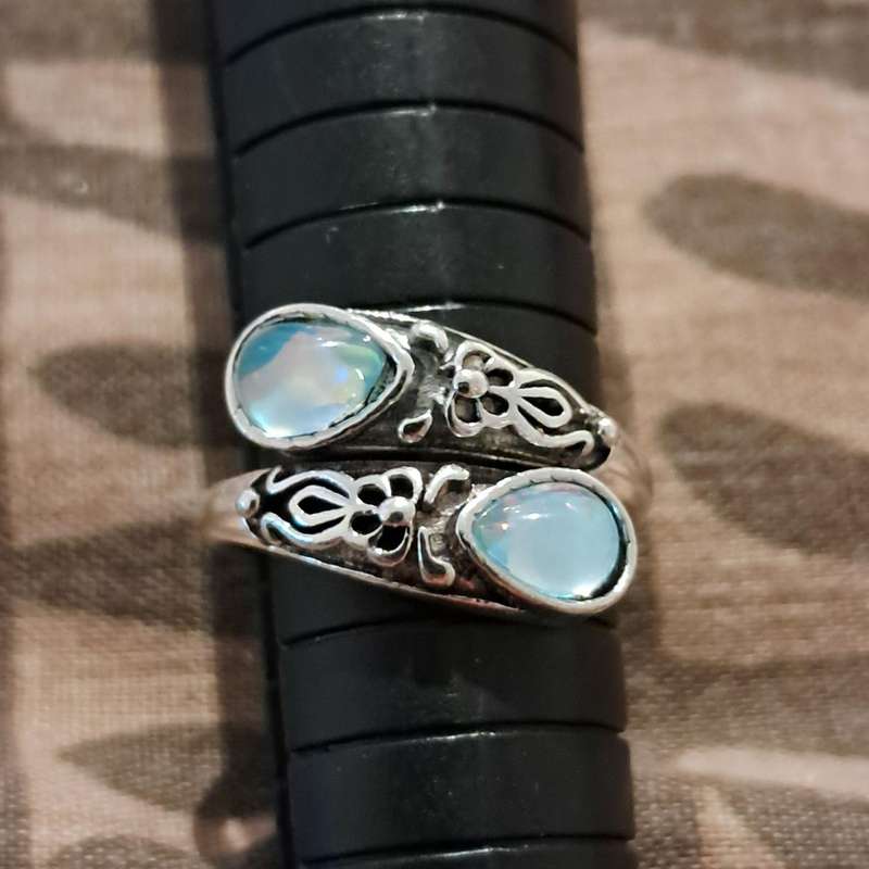 Silver Plated Adjustable Moonstone Ring