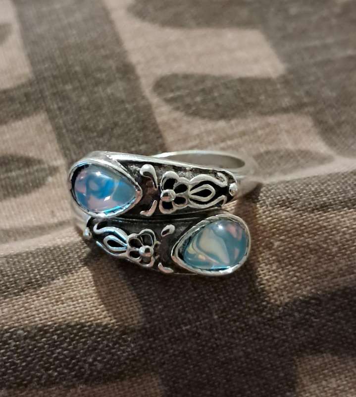 Silver Plated Adjustable Moonstone Ring