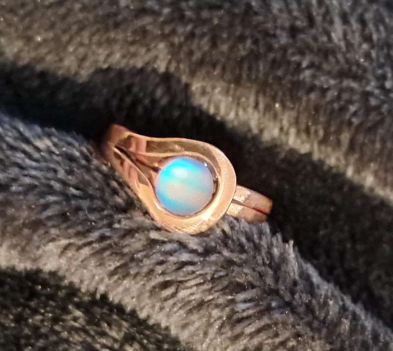 Handmade Synthetic Moonstone Copper Ring Size 8