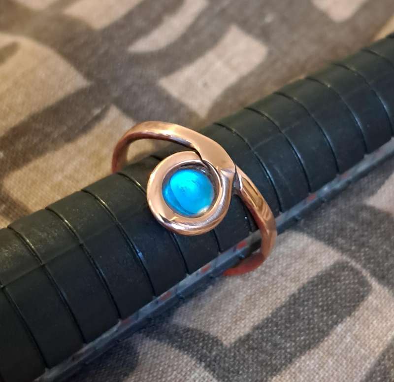 Handmade Synthetic Moonstone Copper Ring Size 8