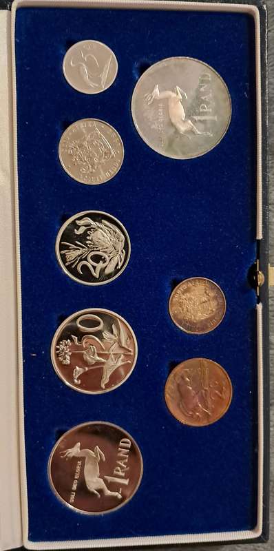 1987 Proof set in blue SAM Box Silver and Nickel 1 Rand