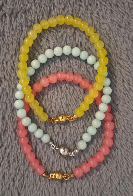 Handmade Stone Beads Bracelets Set Magnetic Clasps