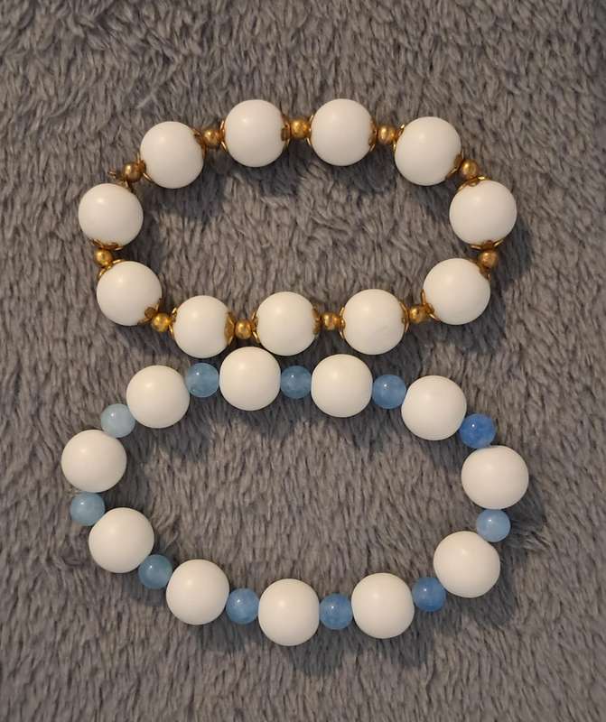 Handmade 12mm Stone Beads Stretch Bracelet Set