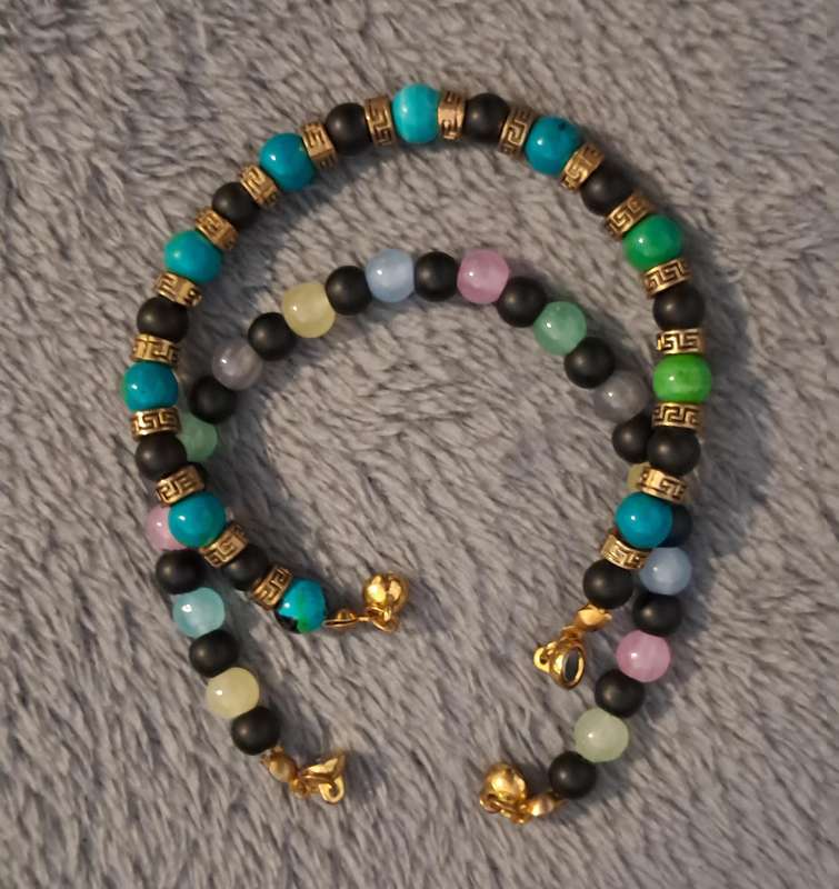 Handmade Stone and Metal Beads Bracelets Set Magnetic Clasps