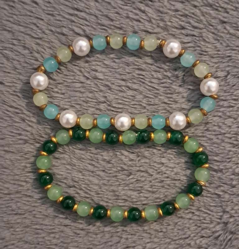 Handmade Stretch Bracelet Set Stone Beads