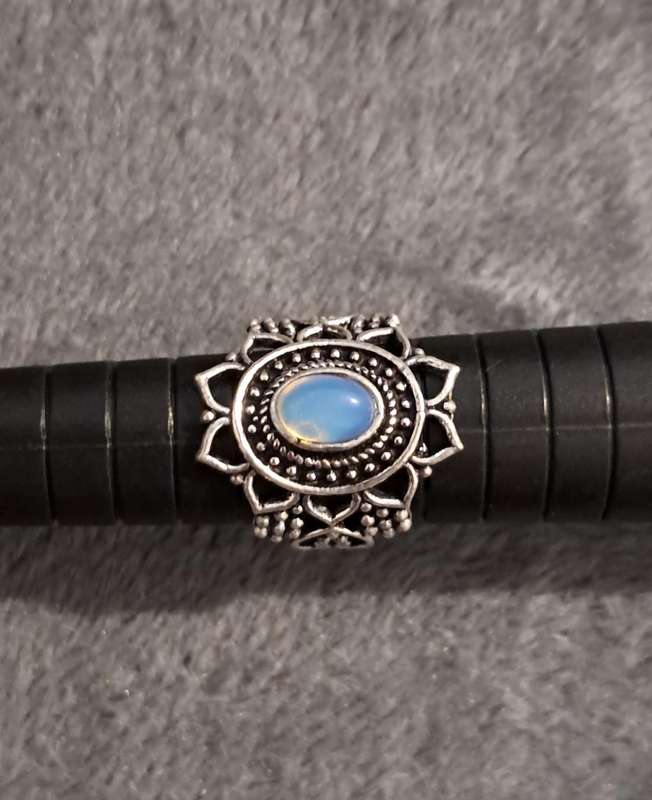 Silver Plated Synthetic Moonstone Ring Size 5