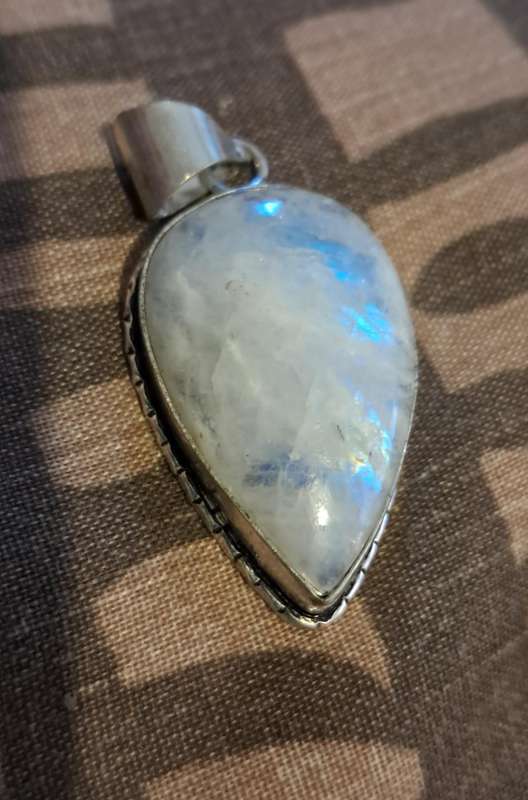 Silver Plated Natural Moonstone Pendant