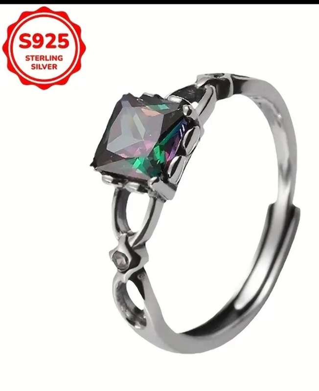Adjustable Sterling Silver Synthetic Zirconia
