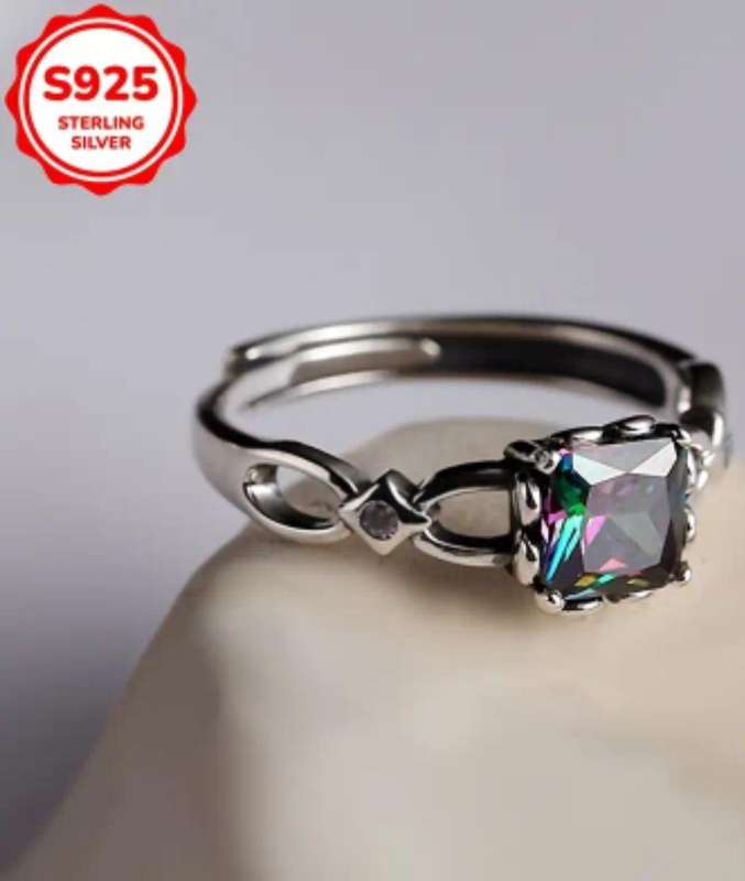 Adjustable Sterling Silver Synthetic Zirconia