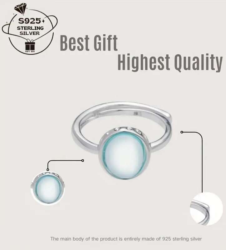 Aquamarine Silver Adjustable Ring