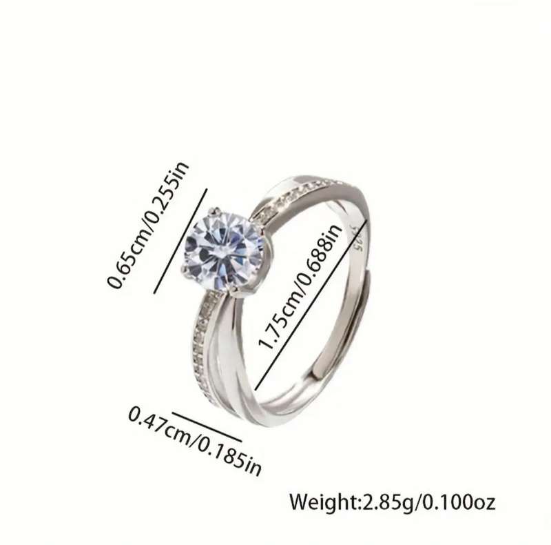 Silver Synthetic Cubic Synthetic Zirconia Adjustable Ring