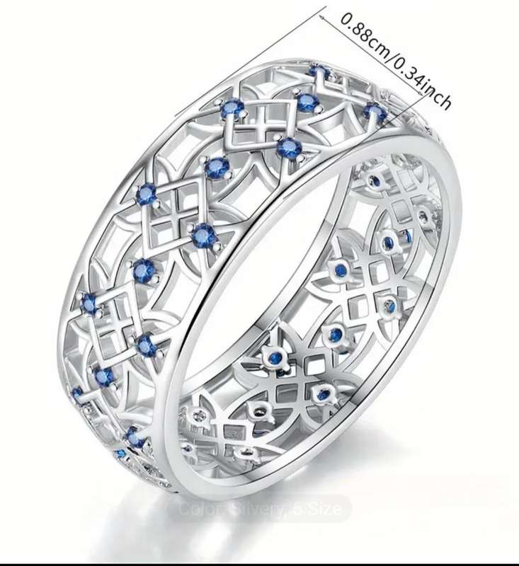 Synthetic Zirconia Silver Plated Size 7 Ring