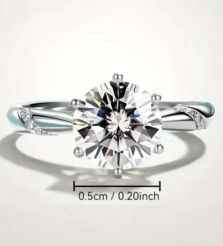 Synthetic Zirconia Adjustable Silver Plated Ring