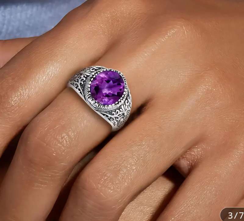 Synthetic Zirconia Silver Plated Ring Size 7