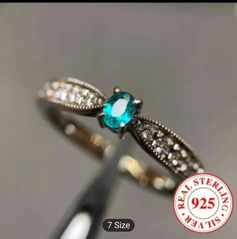 Sterling Silver 18k Gold Plated Ring Synthetic Zirconia Ring Size 7