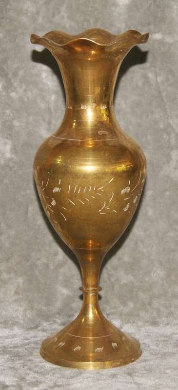 Brass hand etched fluted vase (medium)