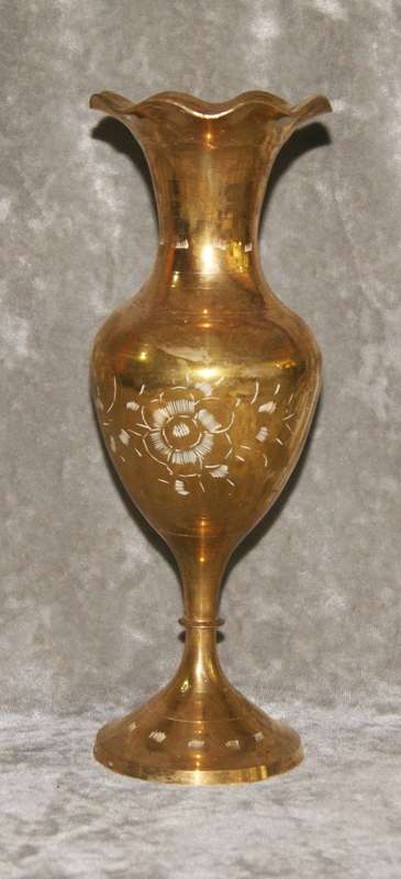 Brass hand etched fluted vase (medium)