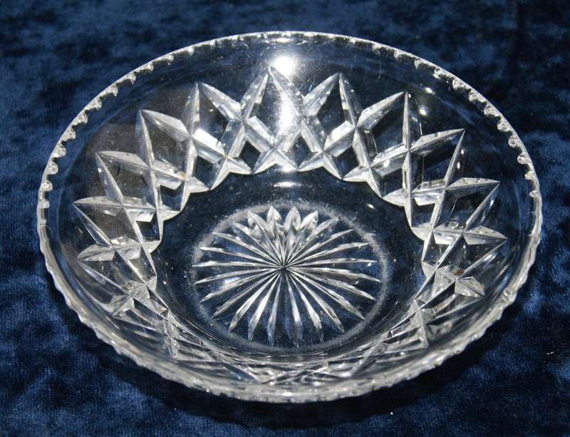 Vintage hand cut crystal flared top bowl/ dish