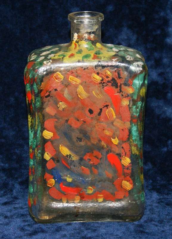 Hand painted glass bottle