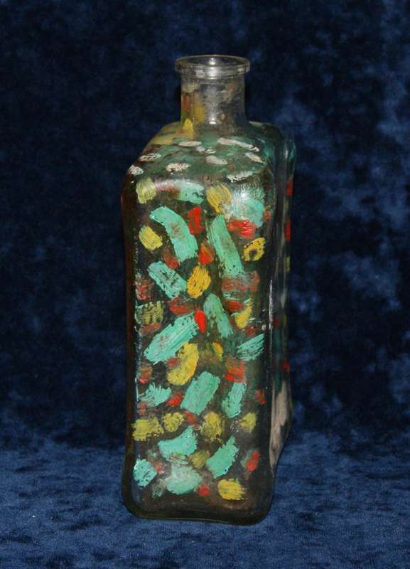 Hand painted glass bottle