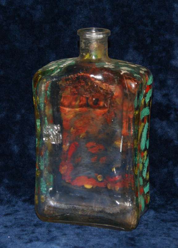Hand painted glass bottle