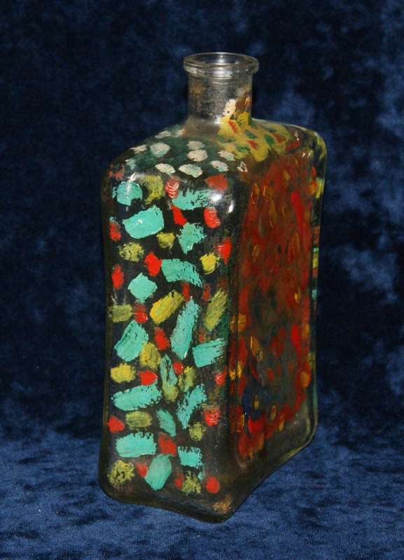 Hand painted glass bottle