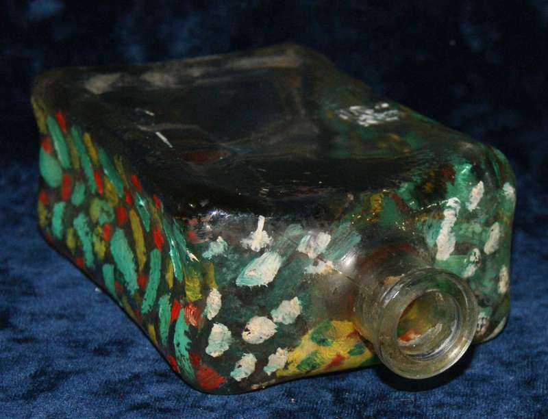 Hand painted glass bottle