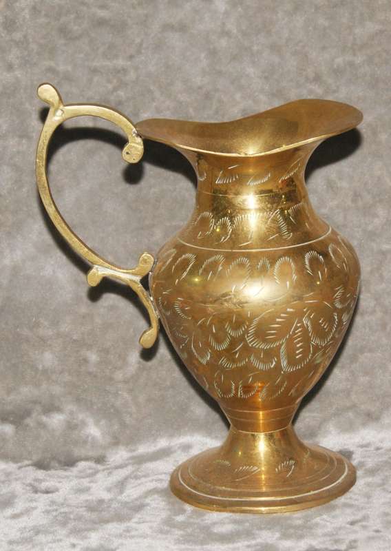 Vintage hand etched brass jug