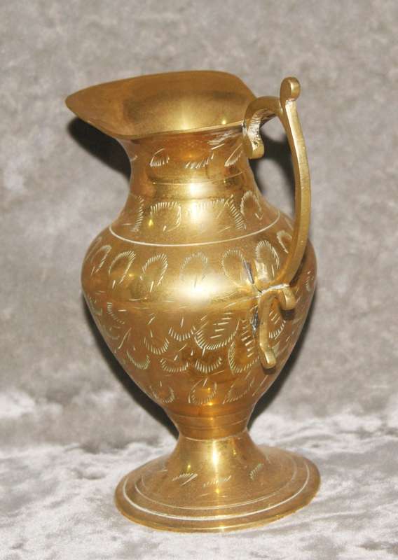 Vintage hand etched brass jug
