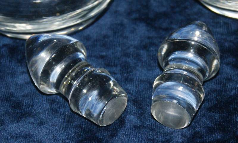 Vintage pair of olive oil and balsamic vinegar decanters