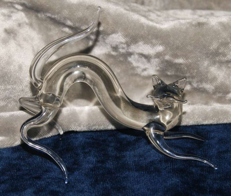Hand blown glass cat