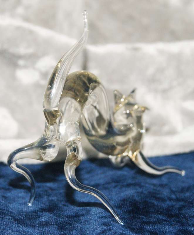 Hand blown glass cat