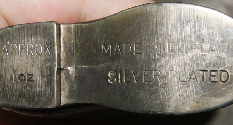 Pair of vintage silver plated tot measure boots 1oz