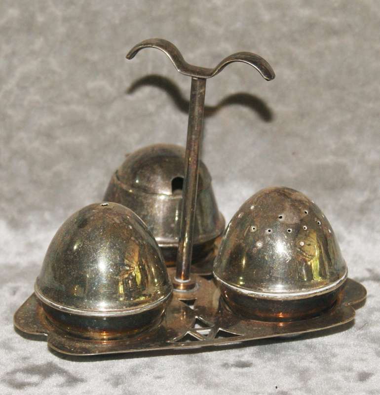 Vintage EMESS EPNS cruet set with stand
