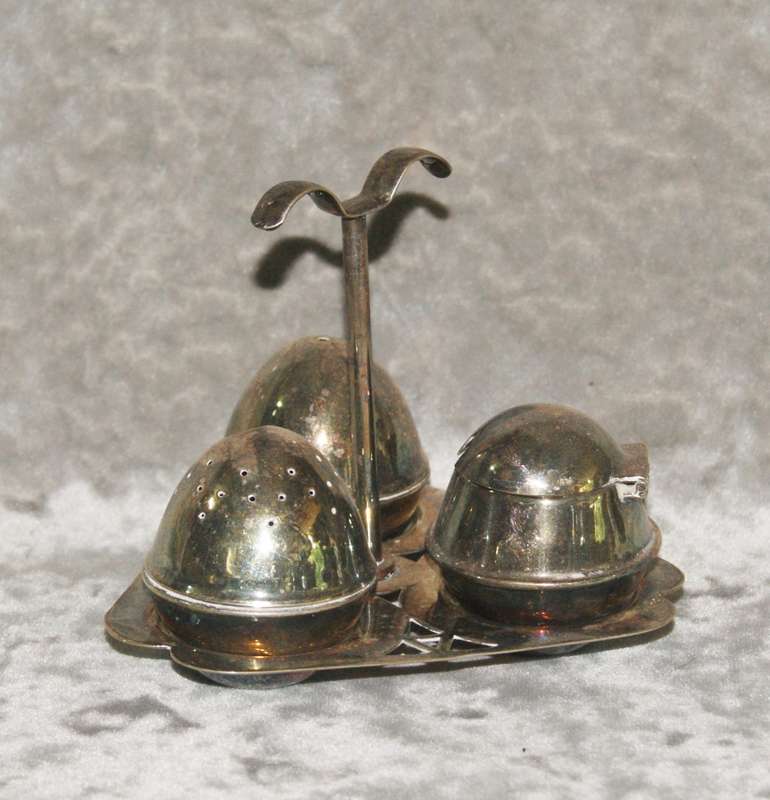 Vintage EMESS EPNS cruet set with stand