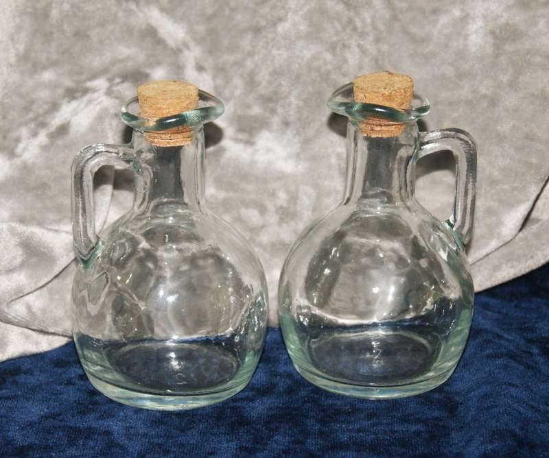 Pair of olive oil and balsamic vinegar bottles