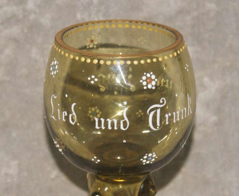 Mid 19th century Bohemian glass German wine cup/ roemer