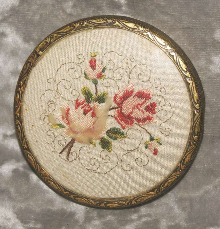 Brass high relief needlepoint lid