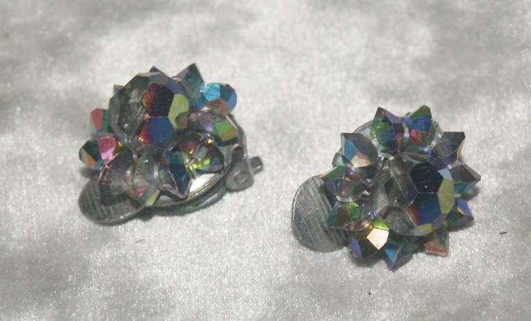 Pair of vintage Austrian Crystal clip on earrings