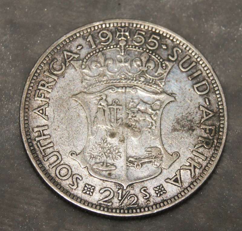 1955 South Africa 2.5 Shilling (half crown) VF 50% silver coin