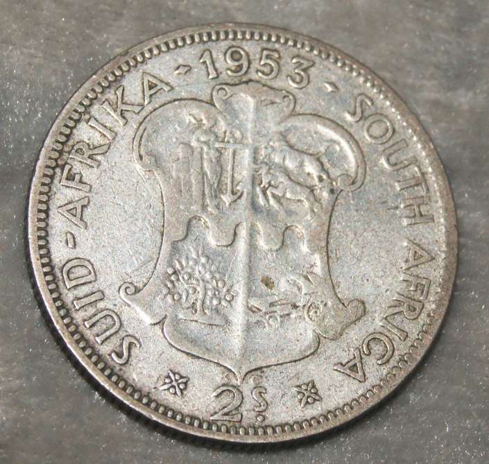 1953 South Africa 2 Shilling (florin) 50% silver coin