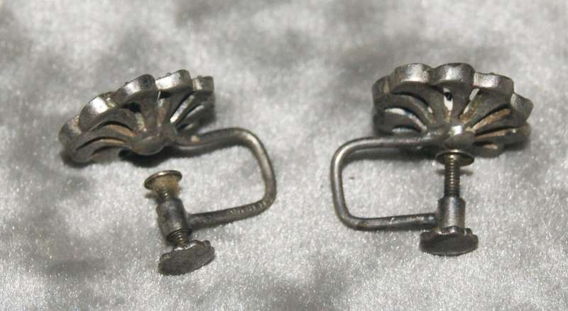 Pair of sterling silver 925 and marcasite earrings
