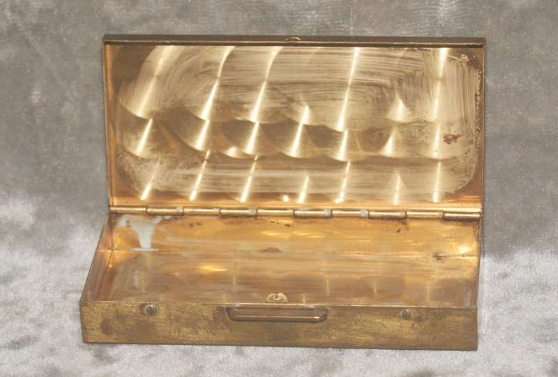 Vintage Brass and mother of pearl hinged ladies compact case