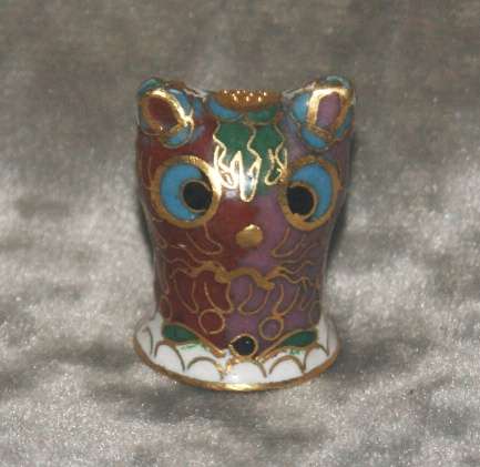 Vintage Cloisonne owl thimble